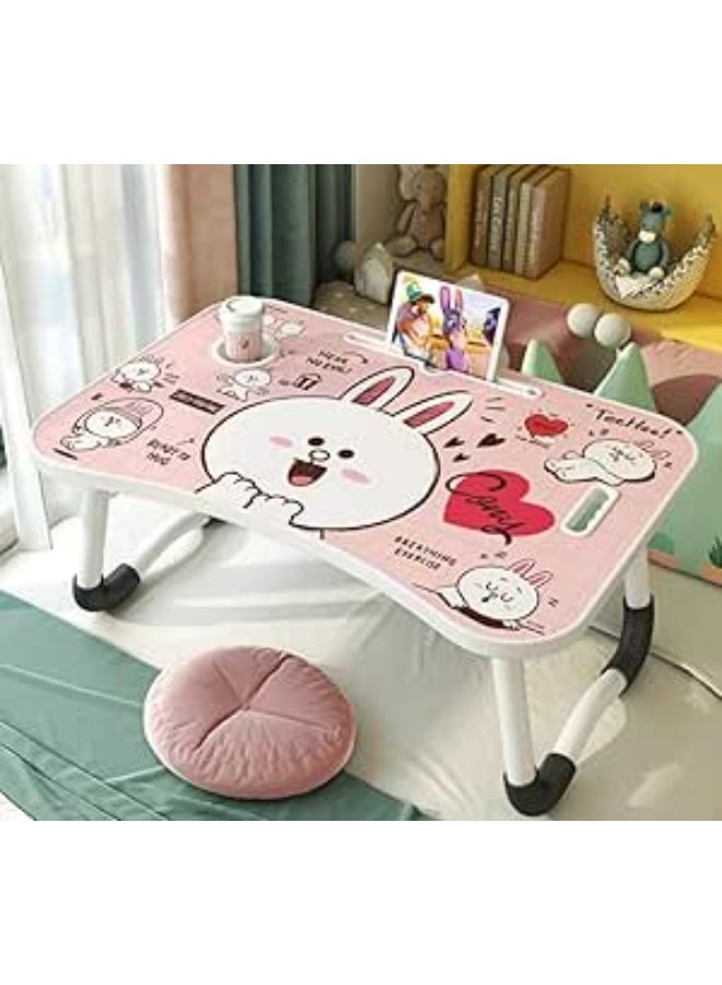 طاولة لاب توب مريحة برسومات ثلاثية الأبعاد مزودة بحامل ومكان للأكواب للمذاكرة والعمل بأسلوب مذهل OM - Image 3